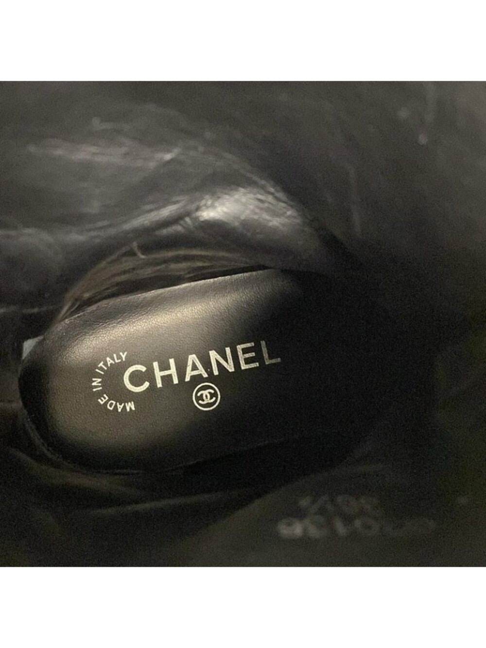 Chanel Sneakers 36.5 Dark Navy Dark Brown White Tweed High Cut Cotton - Picture 5 of 9